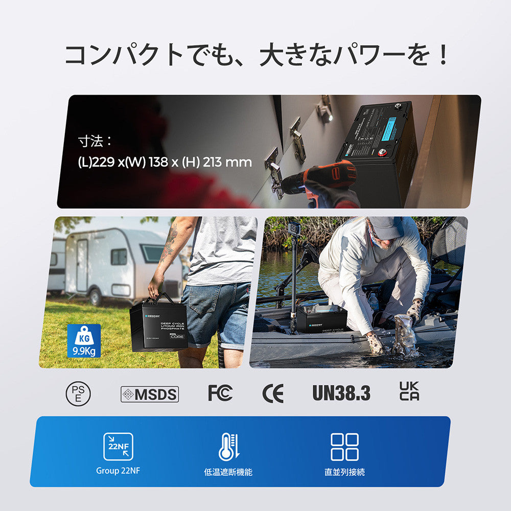 【2点/4点セット】12V 100Ah Core シリーズ Mini リン酸鉄リチウムイオンバッテリー