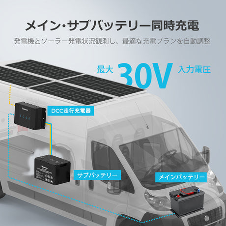 12V 30A DC to DC バッテリ走行充電器 MPPT機能付き - LiFePO4、鉛蓄電池、SLA、ゲル、AGMバッテリー対応