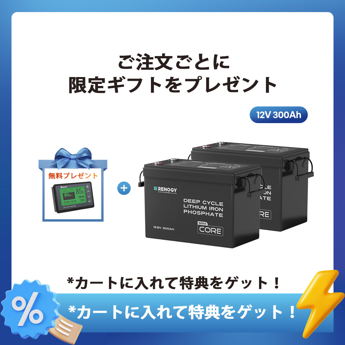 12V 300Ah Coreシリーズ Mini リン酸鉄リチウムイオンバッテリー
