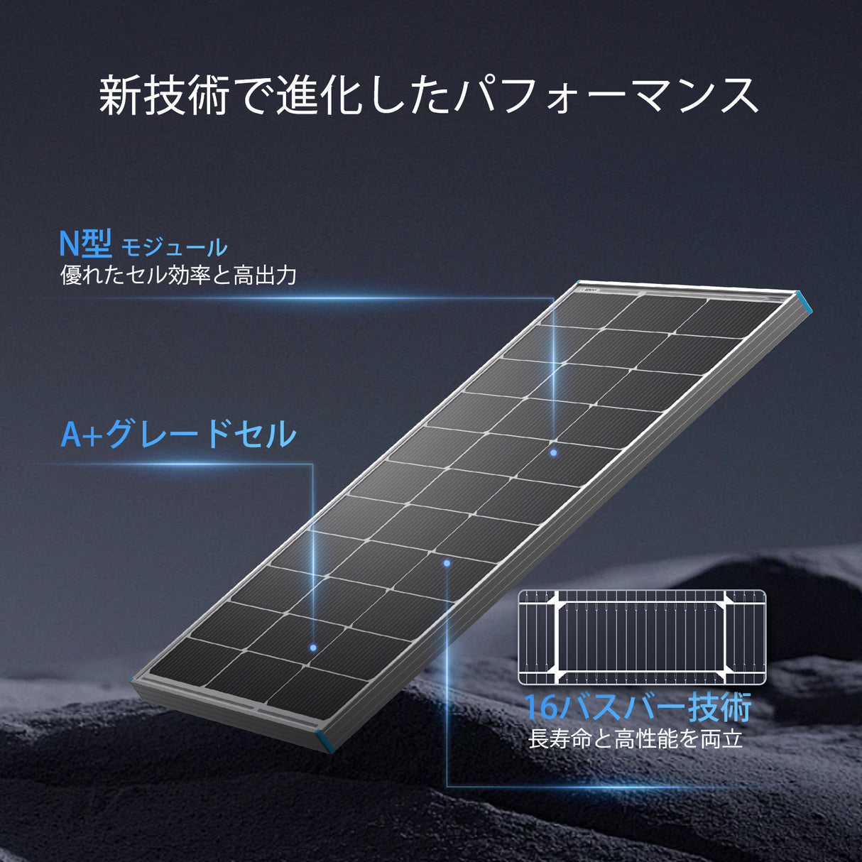 Renogy 100W 12V N型高効率 ソーラーパネル