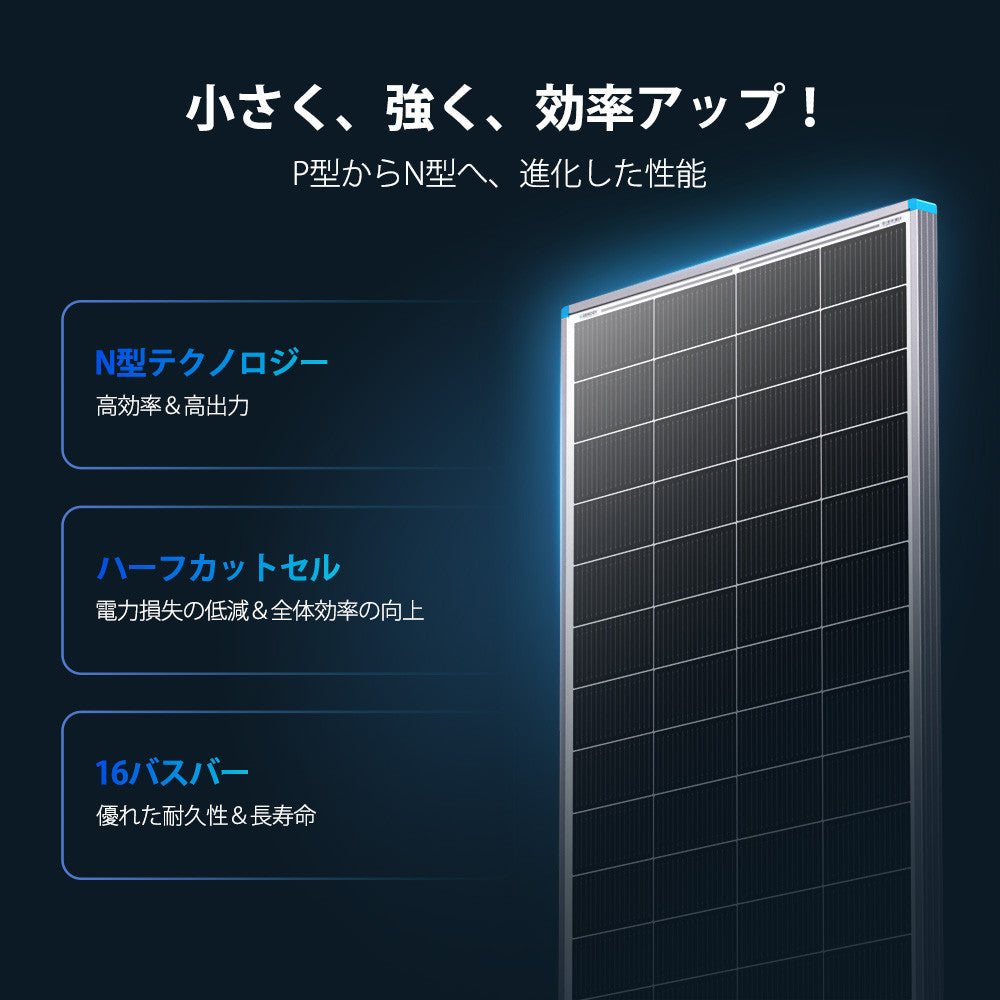 Renogy 200W 24V N型高効率 ソーラーパネル