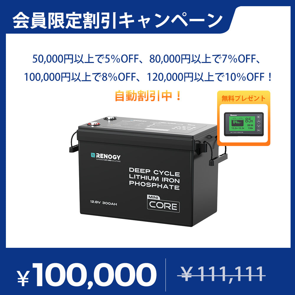 12V 300Ah Coreシリーズ Mini リン酸鉄リチウムイオンバッテリー