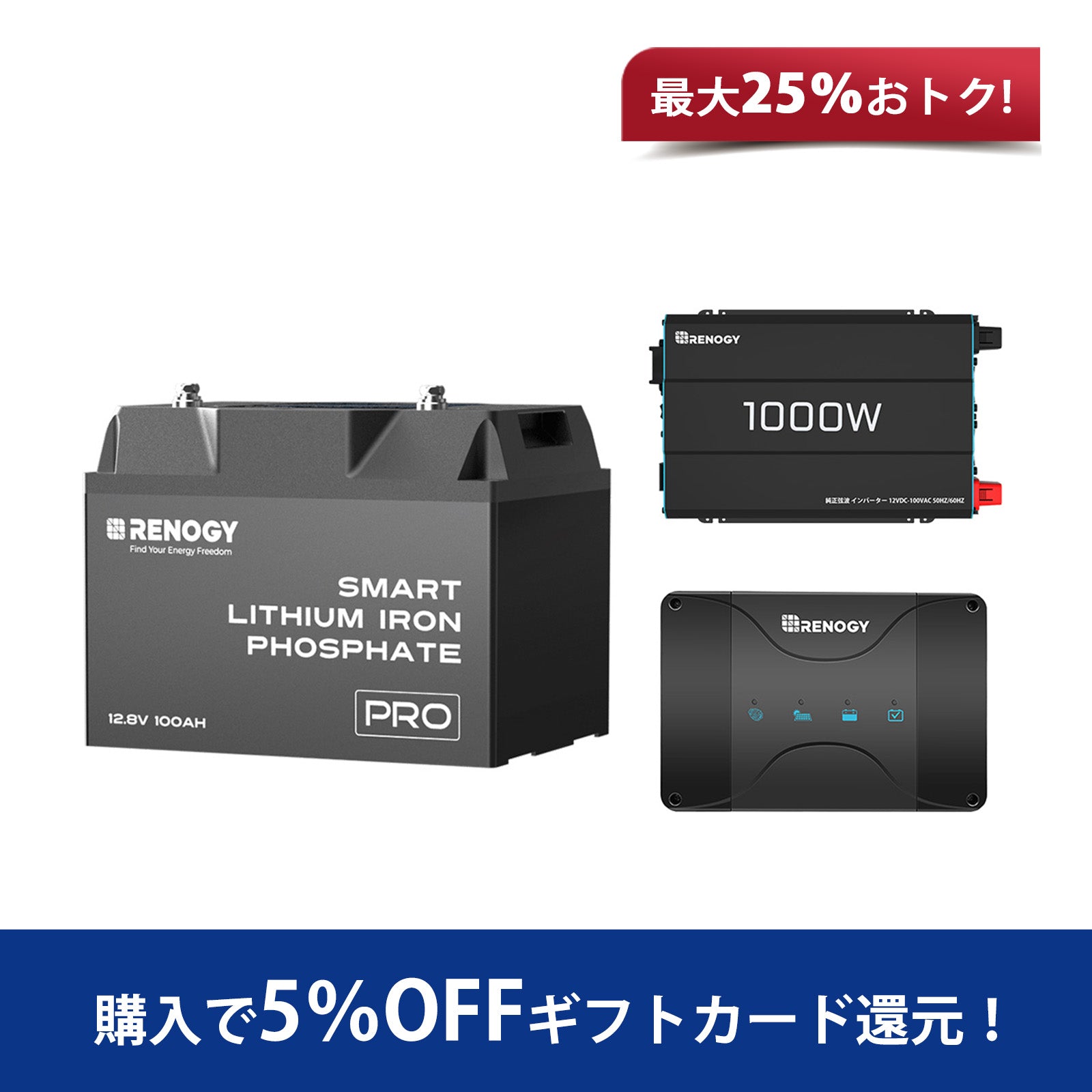 リン酸鉄リチウムイオンバッテリー専用充電器12V 20A | Renogy JP