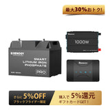 Renogy ヒート機能付き 12V 100Ah リン酸鉄リチウムイオンバッテリー Bluetooth内蔵+1000W 12V 純正弦波インバーター+12V 30A DCC 走行充電器　セット