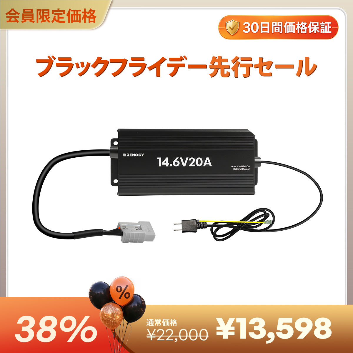 12V 20A AC-DC リン酸鉄リチウムイオンバッテリー専用充電器