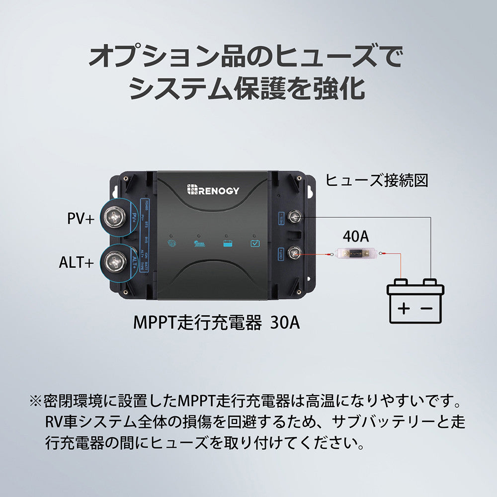 12V 30A DC to DC バッテリ走行充電器 MPPT機能付き - LiFePO4、鉛蓄電池、SLA、ゲル、AGMバッテリー対応