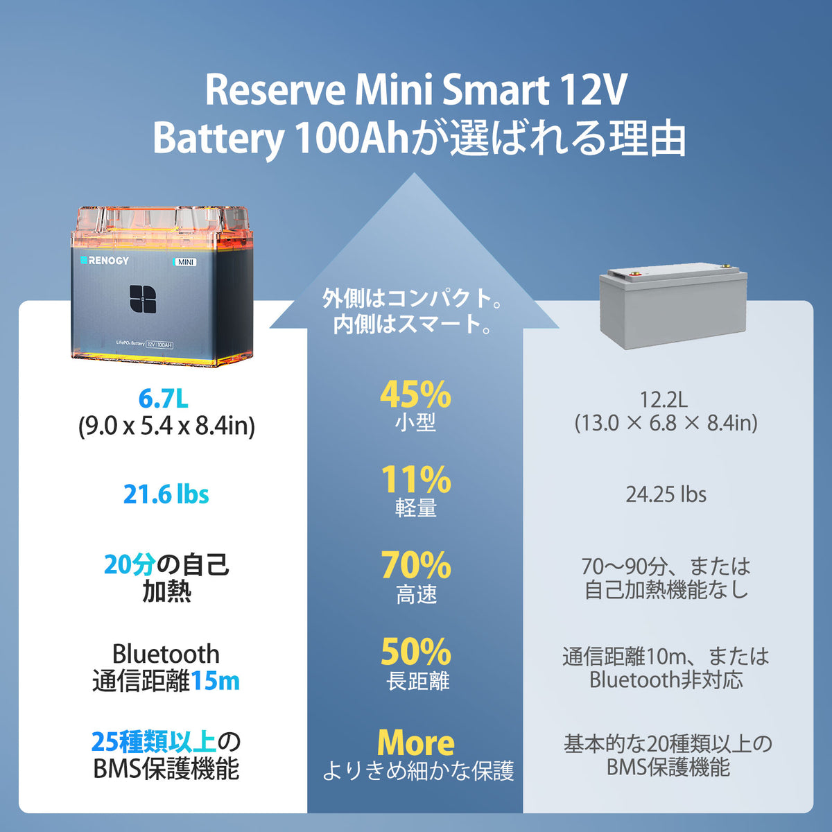 Renogy Reserve Mini スマート 12V 100Ah