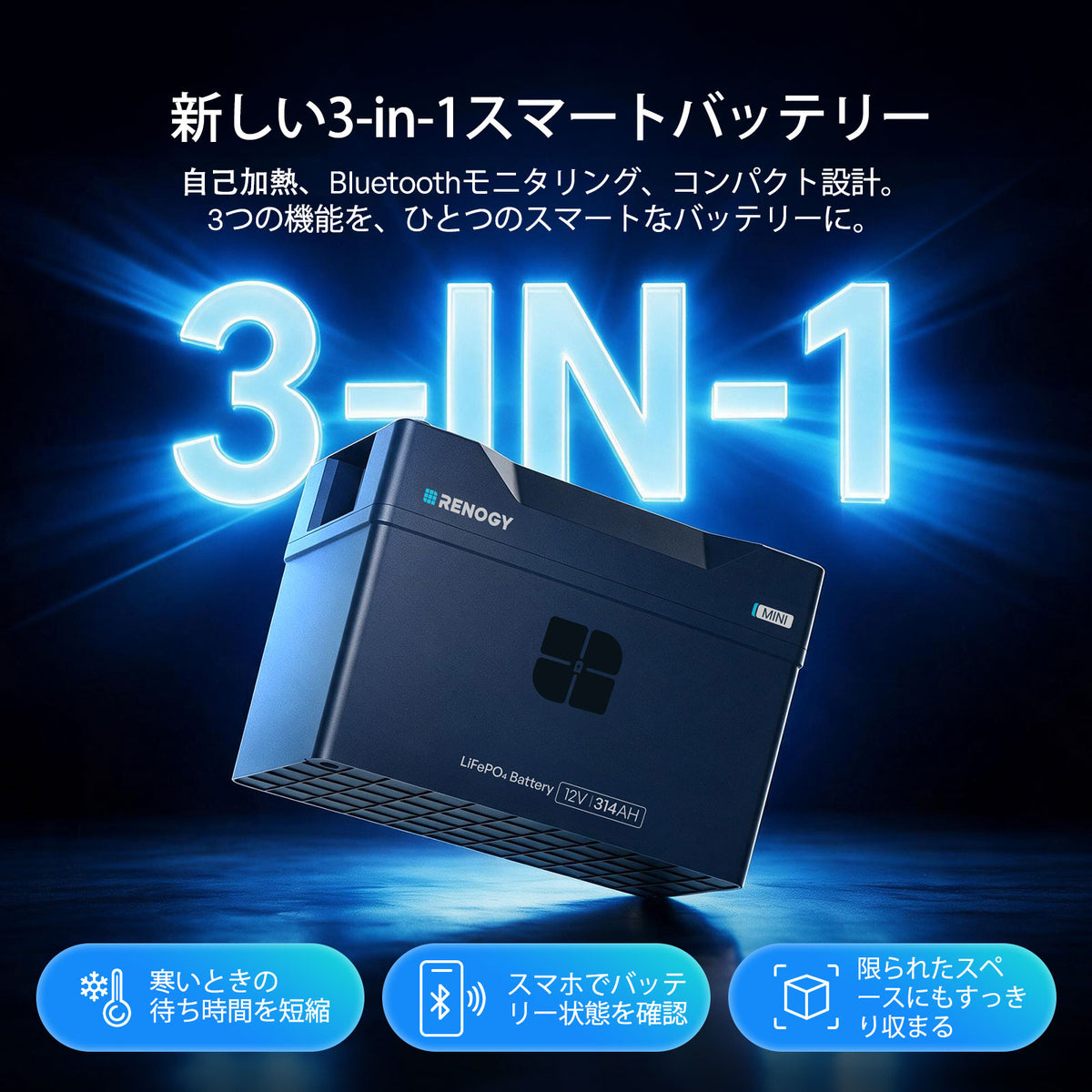 Renogy Reserve Mini スマート 12V 200Ah&314Ah