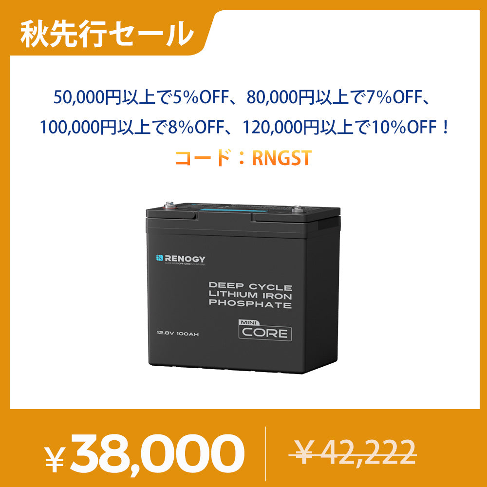 【新発売】ヒート機能付き 12V 100Ah Coreシリーズ  Mini リン酸鉄リチウムイオンバッテリー