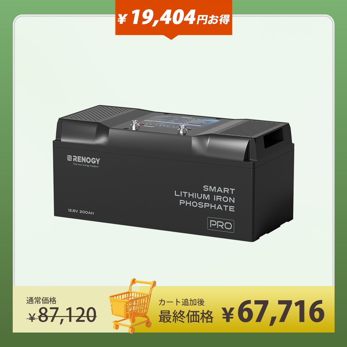 ヒート機能付き 12V 200Ah/100Ah Pro シリーズ リン酸鉄リチウムイオンバッテリー Bluetooth内蔵