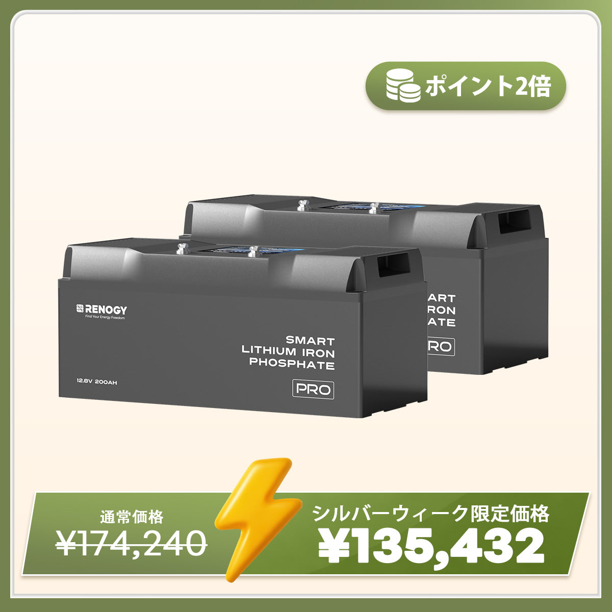 ヒート機能付き 12V 200Ah/100Ah Pro シリーズ リン酸鉄リチウムイオンバッテリー Bluetooth内蔵
