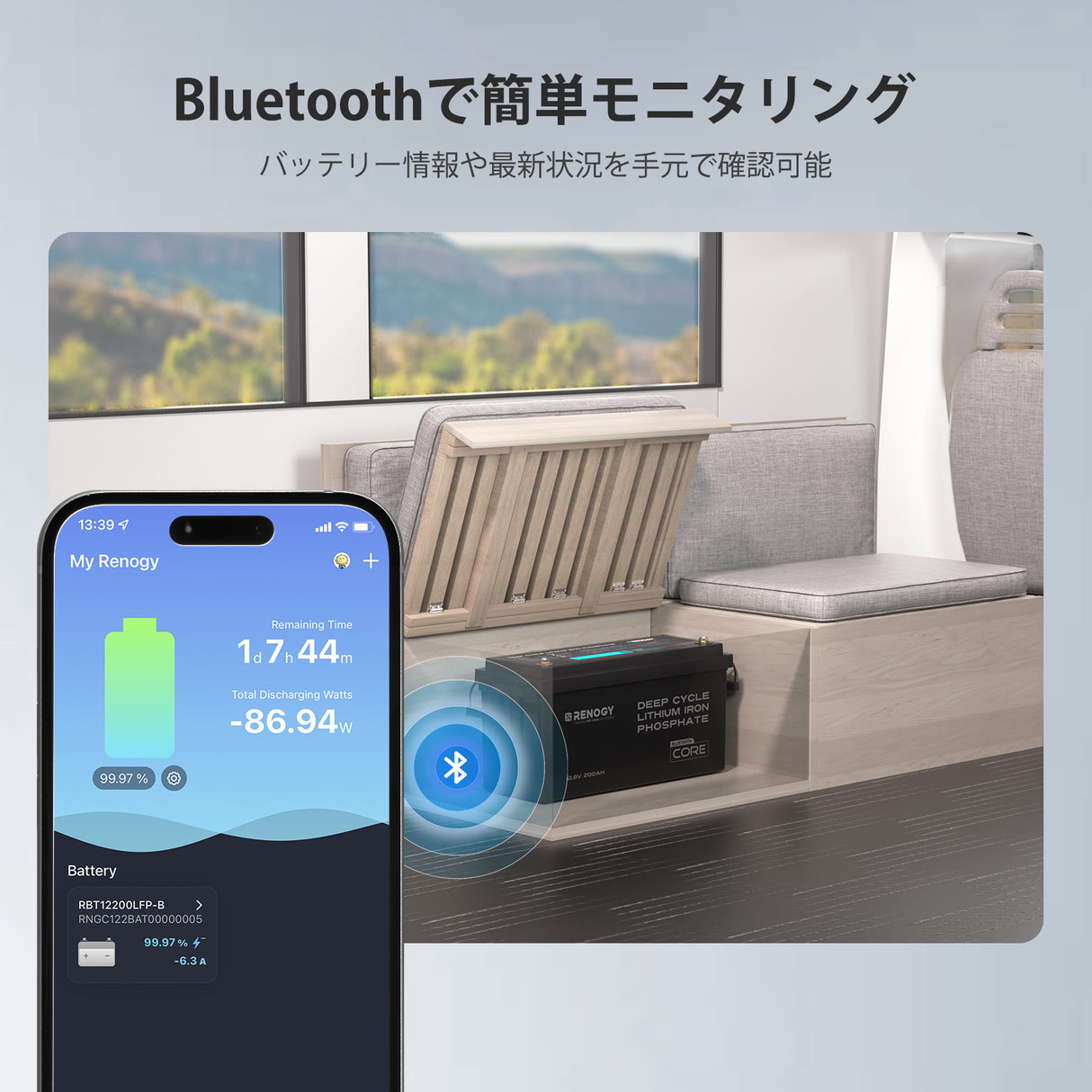 12.8V 200Ah Core シリーズ リン酸鉄リチウムイオンバッテリー Bluetooth内蔵