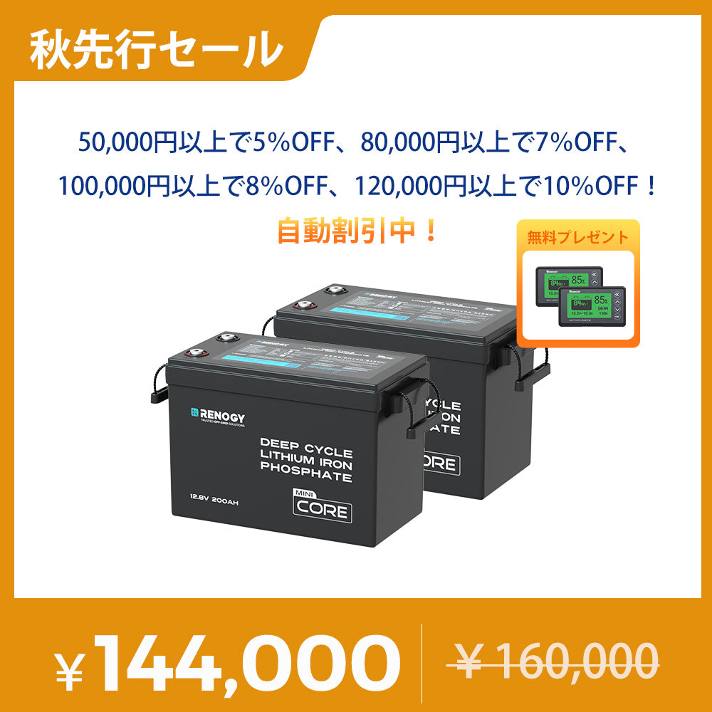 【2点/4点セット】12V 200Ah Coreシリーズ Mini リン酸鉄リチウムイオンバッテリー