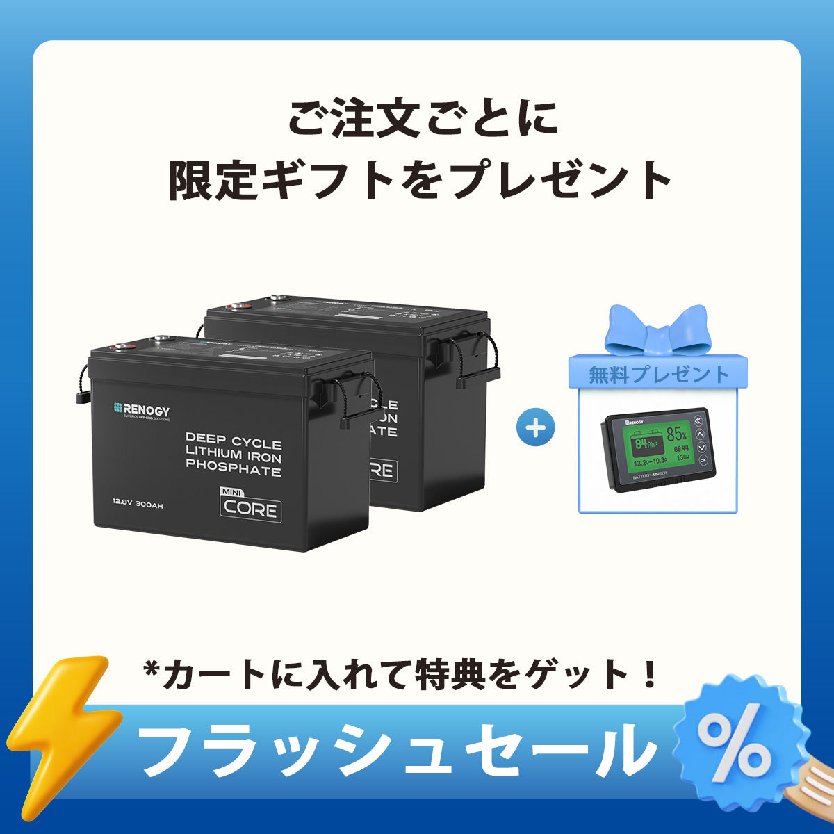 【2点/4点セット】12V 300Ah Coreシリーズ Mini リン酸鉄リチウムイオンバッテリー