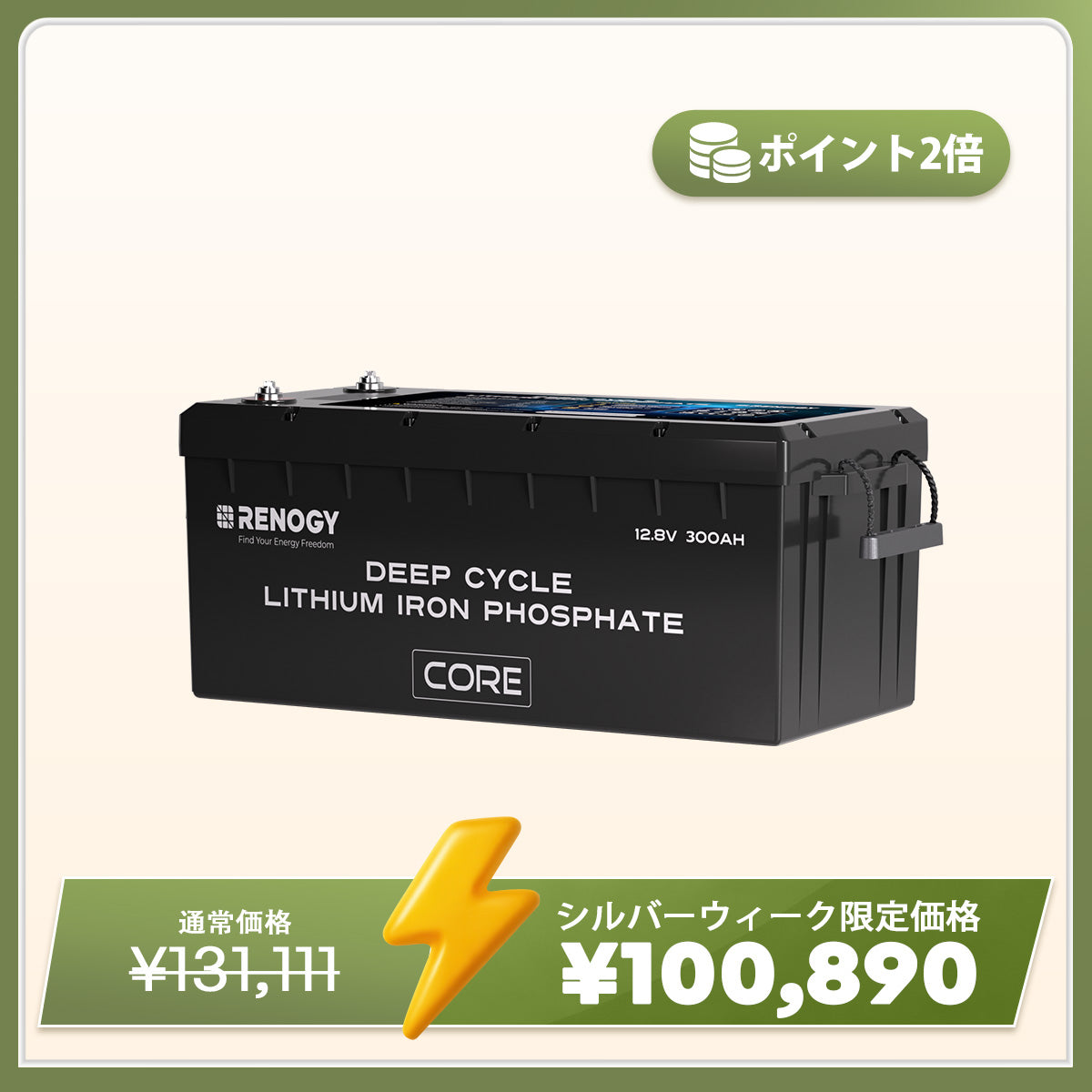 ヒート機能付き12V 300Ah Core LTシリーズ リン酸鉄リチウムイオンバッテリー