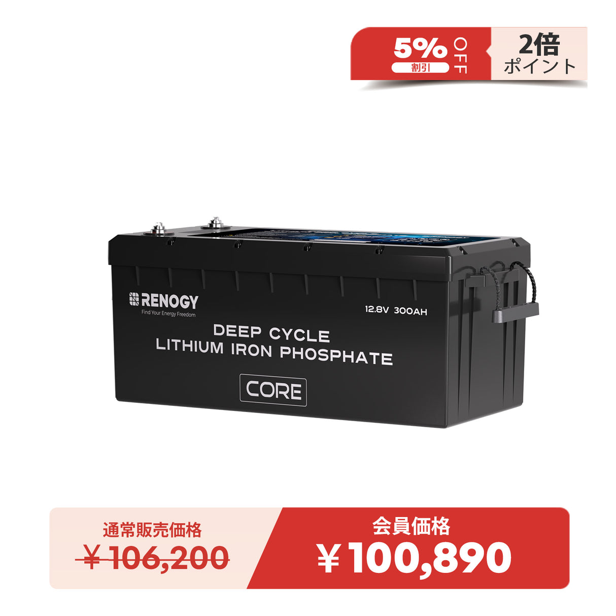 ヒート機能付き12V 300Ah Core LTシリーズ リン酸鉄リチウムイオンバッテリー