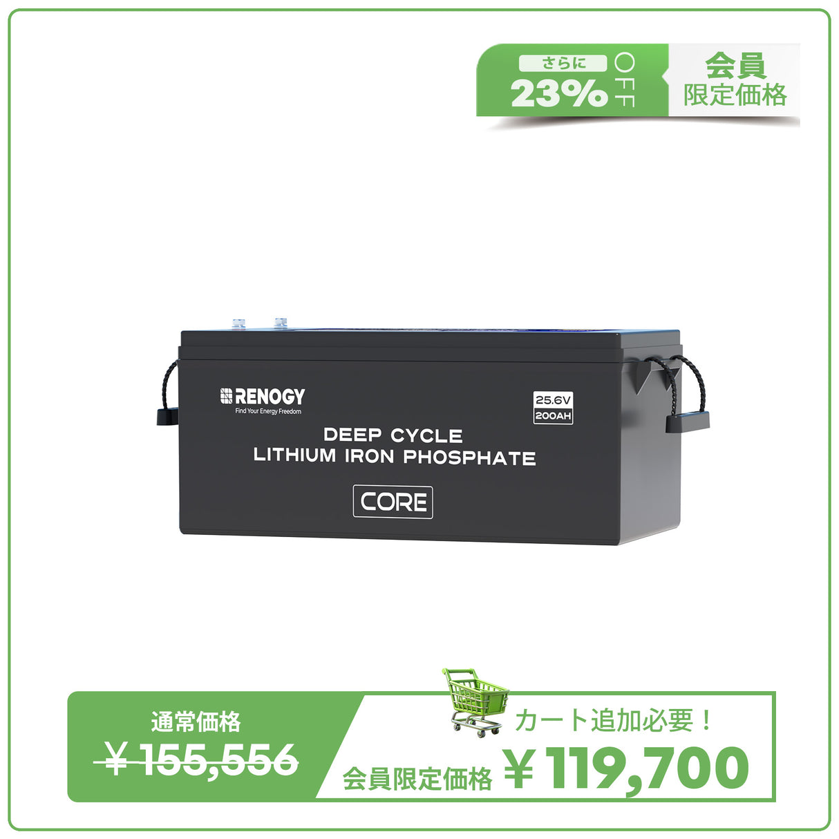 ヒート機能付き 24V200Ah Core LTシリーズ リン酸鉄リチウムイオンバッテリー