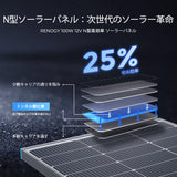 【新発売】早割価格 Renogy 100W 12V N型高効率 ソーラーパネル