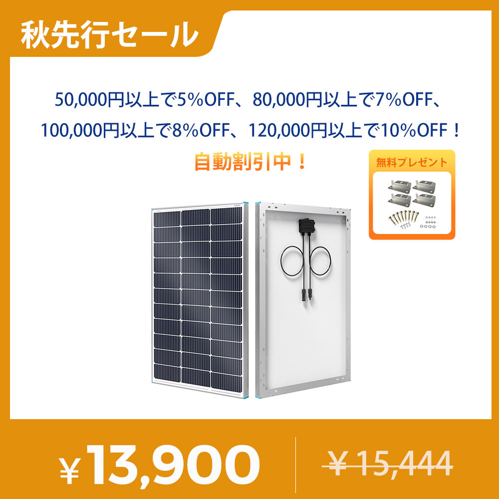【新発売】Renogy 100W 12V N型高効率 ソーラーパネル