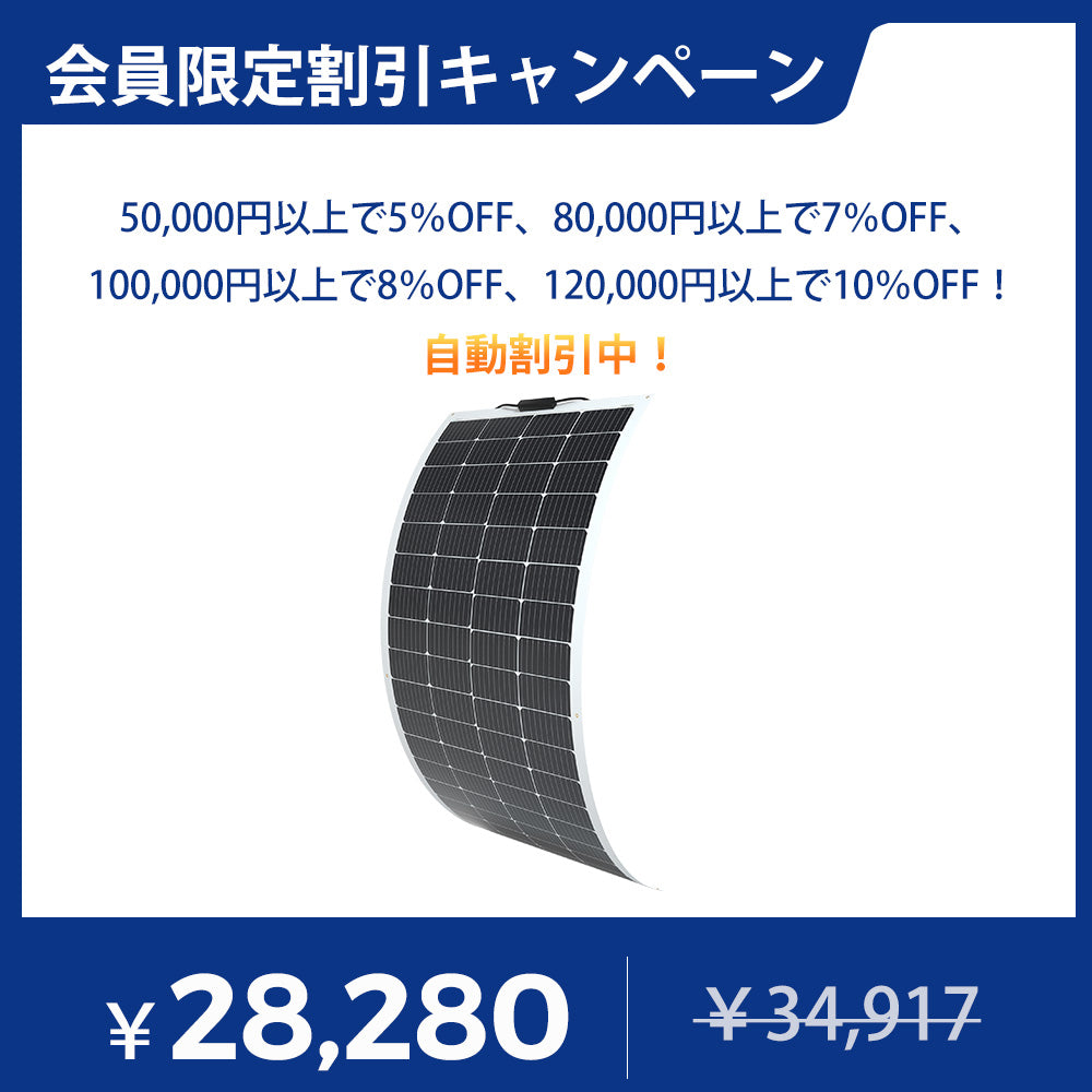 200W フレキシブルソーラーパネル