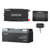 Renogy ヒート機能付き 12V 200Ah リン酸鉄リチウムイオンバッテリー Bluetooth内蔵+2000W 12V 純正弦波インバーター+12V 50A DCC 走行充電器　セット