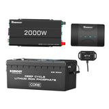 Renogy 12V 200Ah Coreシリーズ リン酸鉄リチウムイオンバッテリー 5000+サイクル+2000W 12V 純正弦波インバーター+12V 50A DCC 走行充電器　セット